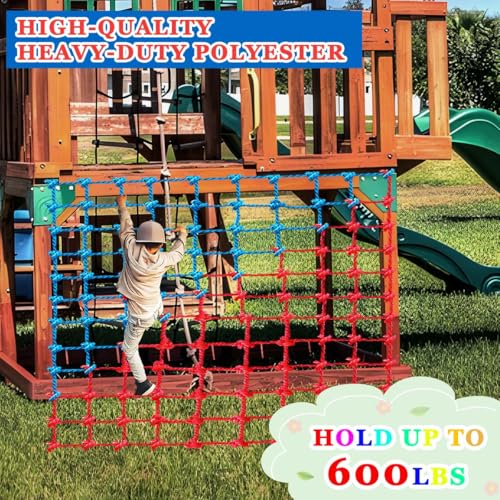 Climbing Cargo Net, Polyester Playground Climbing Net, Heavy Duty Large Military Climbing Net for Kids Outdoor, Kids Safety Protection Net, Rope Ladder, Jungle Gyms, Swingset, Treehouse - size: 3ft x 6ft