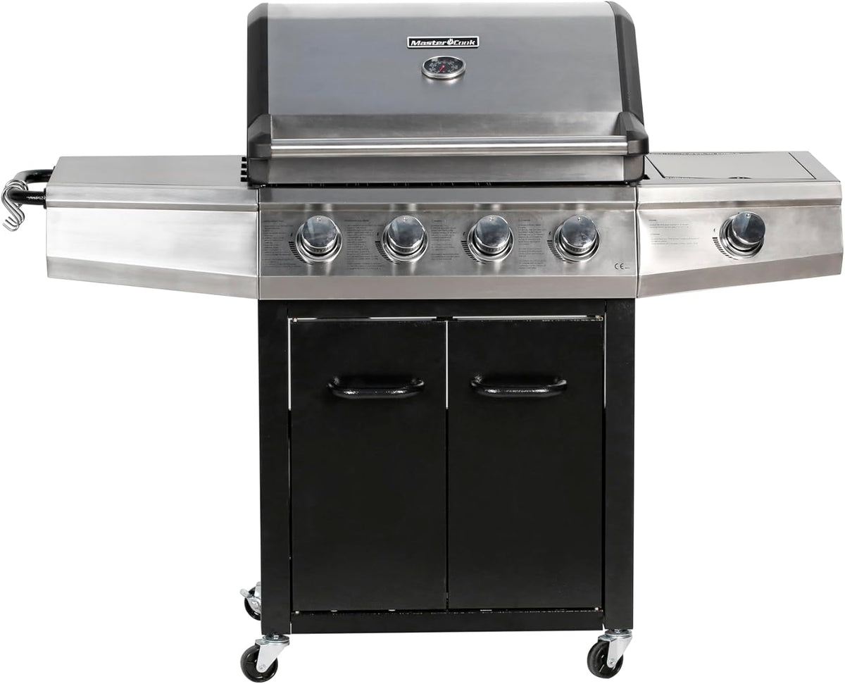 MASTER COOK 4 Burner Gas Grill, 52,000BTU Cabinet Style Grill, Propane Grill with Side Burner, Built with Stainless Steel (Black)
