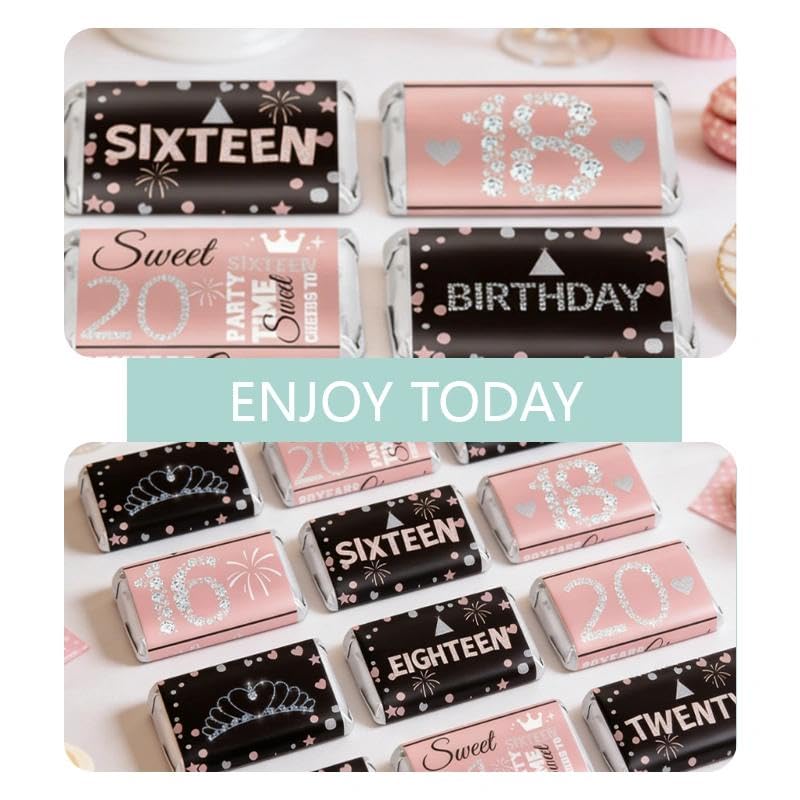 20th Birthday Chocolate Bar Stickers Happy Bday Party Candy Snack Labels Wrappers Cheer to 20 Years Parties Favors Decorations 20 Year Old Gifts