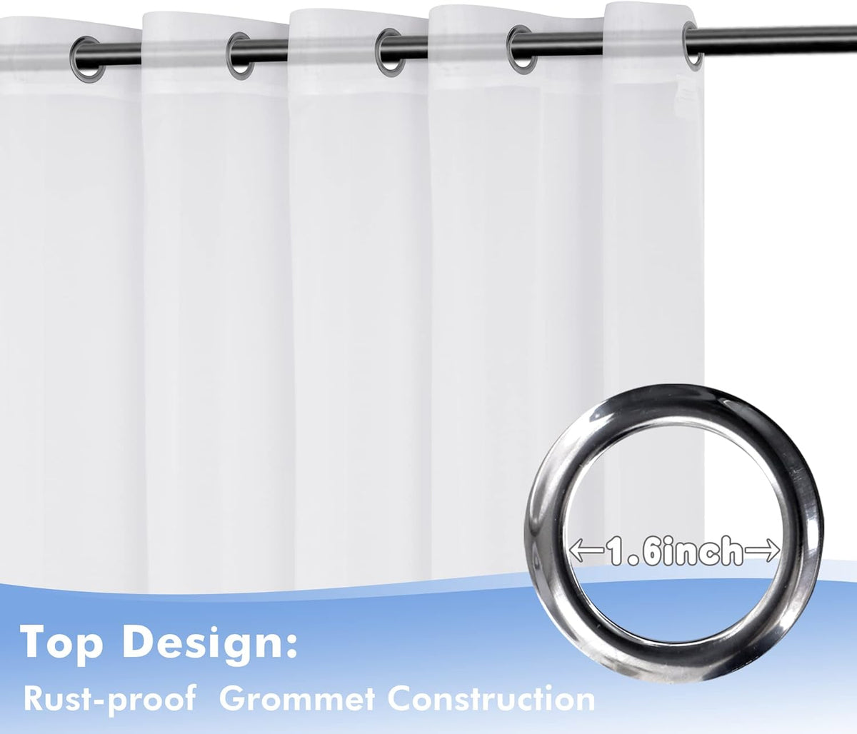 HolidayIdeas White Outdoor Sheer Curtains for Patio Waterproof, 2 Panels - 54 x 108 Inch - Light Filtering Voile Outside Curtains Grommet Drapes for Front Porch, Gazebo, Pergola, Backyard