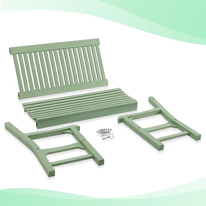 Psilvam Garden Bench, 2-Person Poly Lumber Patio Bench, All-Weather Outdoor Bench That Never Rot, Memorial Bench, Suit for Garden, Porch and Park (Green)