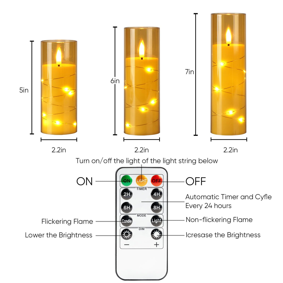 Homemory 12Pcs Flickering Flameless Candles with Remote, LED Pillar Candles