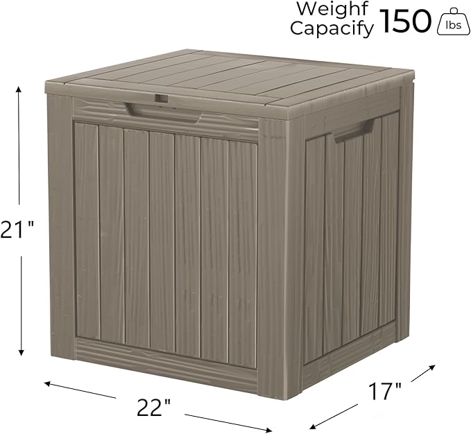 35 Gallon Outdoor Storage Box Waterproof Lockable Resin Deck Box Large, Patio Storage Bin for Pool Accessories Cushion Furniture, Garden Tools, UV-Resistant Outside Delivery Grey