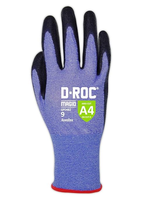 MAGID D-ROC ANSI A4 AeroDex Polyurethane Palm Coated Work Gloves, 12 Pairs, Size 7/Small, GPD482