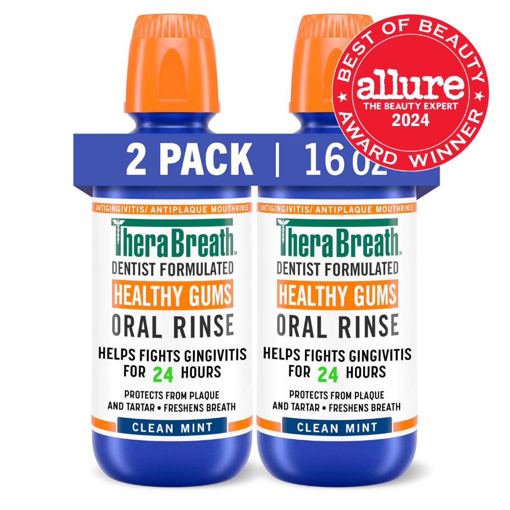 TheraBreath Healthy Gums Oral Rinse, Clean Mint, 16 fl oz, 2-Pack