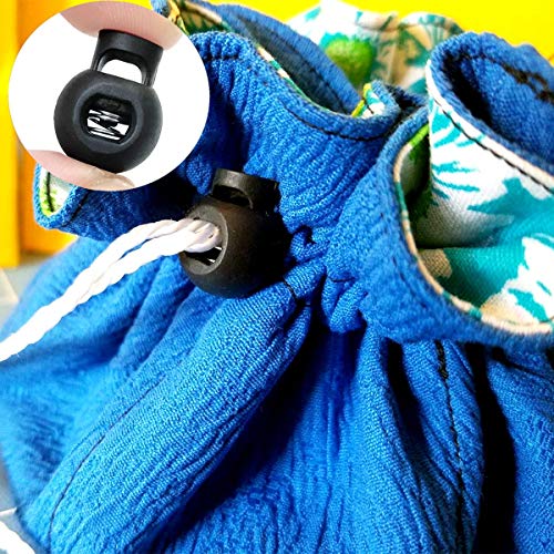 TTSAM 25 PCS Adjustable Ball Cord Lock Round Toggle Stopper Cord Stop Toggle Rope Toggle Spring Cord Clips, for Paracord, Drawstrings, Camping, Hiking, Shoelace Replacement, Sports, Backpack,Black