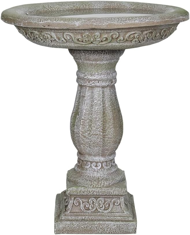 SKYFIRE 20”Dia.X 23.8”Tall Outdoor Birdbath with Pedestal - Modern Garden Birdbaths Outdoor Decor for Bird Spa & Birdfeeder, Floor Bird Baths for Garden Patio, Yard, Lawn