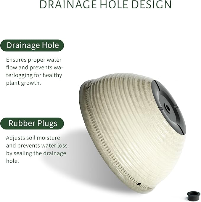 2 Pack Hanging Planters for Indoor Outdoor Plants, 10 Inch Hanging Planter with Drainage Hole & Plug Glazed Hanging Baskets Flower Pots for Garden Home (Off-White)