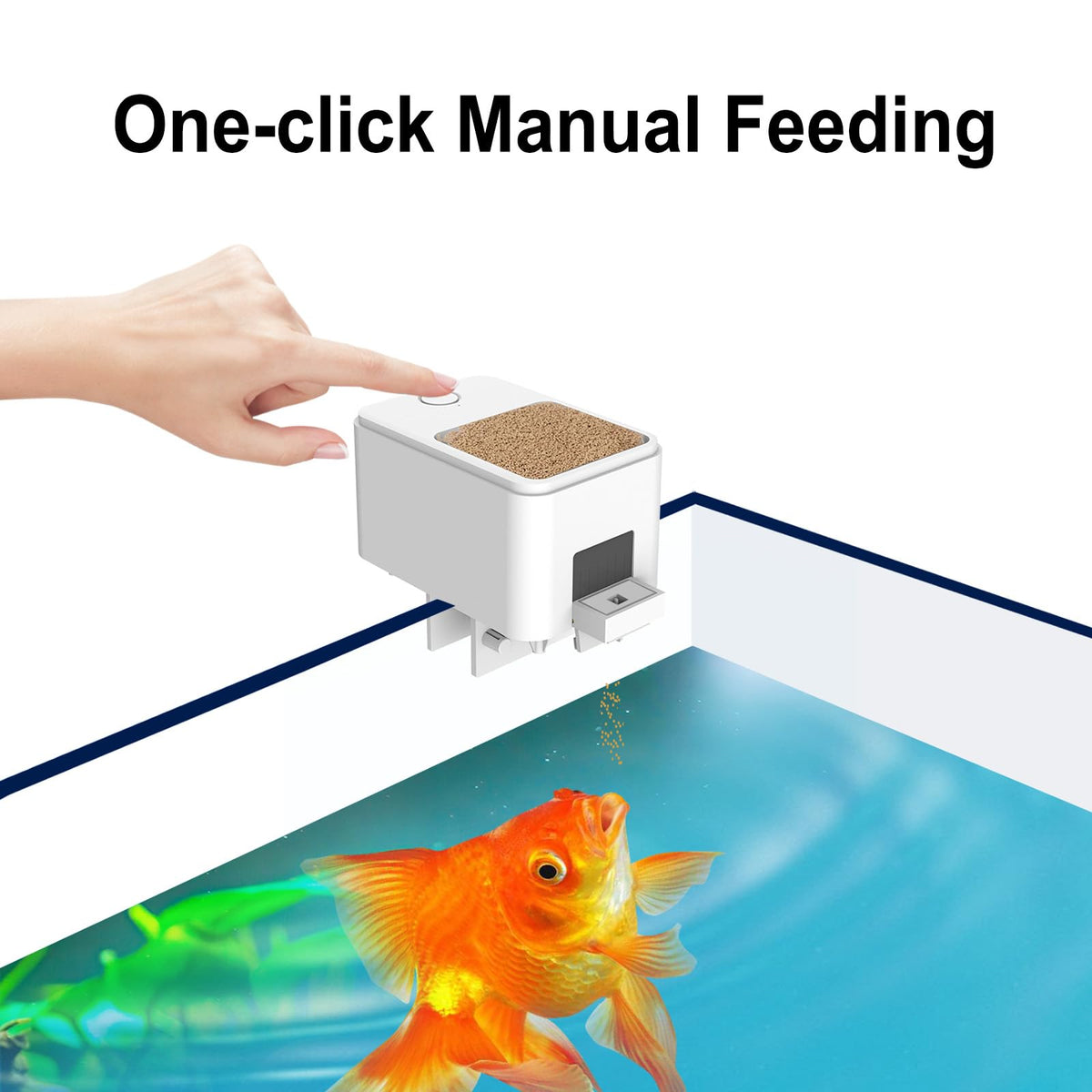 GEZIEKID Bluetooth Fish Feeder Automatic Dispenser for Aquarium, Food Dispenser for Fish Tank with App Control, USB Powered for Small Fish Tank Pelleted Food, Electronic Feeders for Animals, White