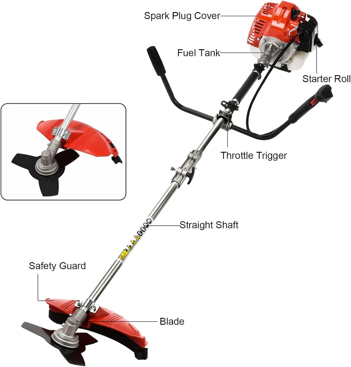 Gas Weed Eater, 52CC 2-Stroke Weed Wacker Gas Powered, 2 in 1 Multi-Functional String/Grass Trimmer, Brush Cutter for Gardening Shipping from USA Fast Arrival