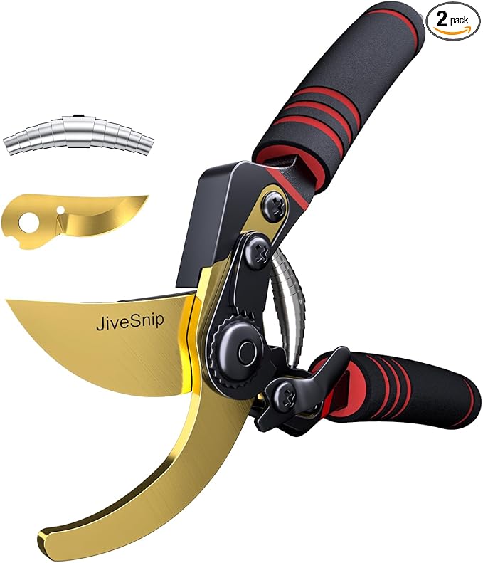 Professional Titanium Garden Shears Adjustable Opening Size Professional Bypass Pruning Shears for Plants, Hedges, and Flowers（Includes Scissors + Blade）