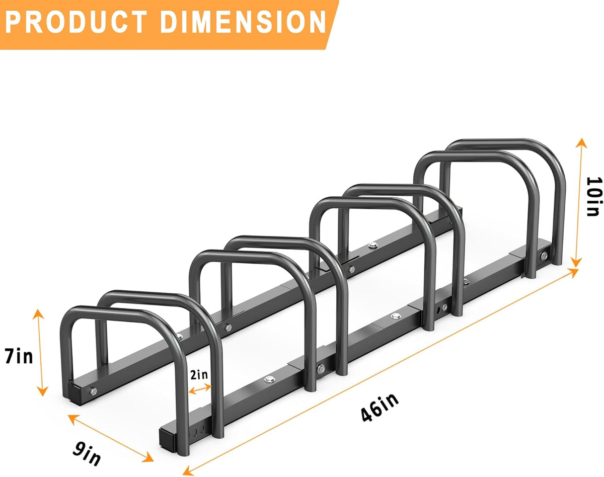 Ultrawall Bike Storage Rack for Garage, 4 Bikes Floor Bike Stand, Bicycle Parking Holder Stand for Indoor/Outdoor, Fit 22-28" Wheel Tire Width 2.1"