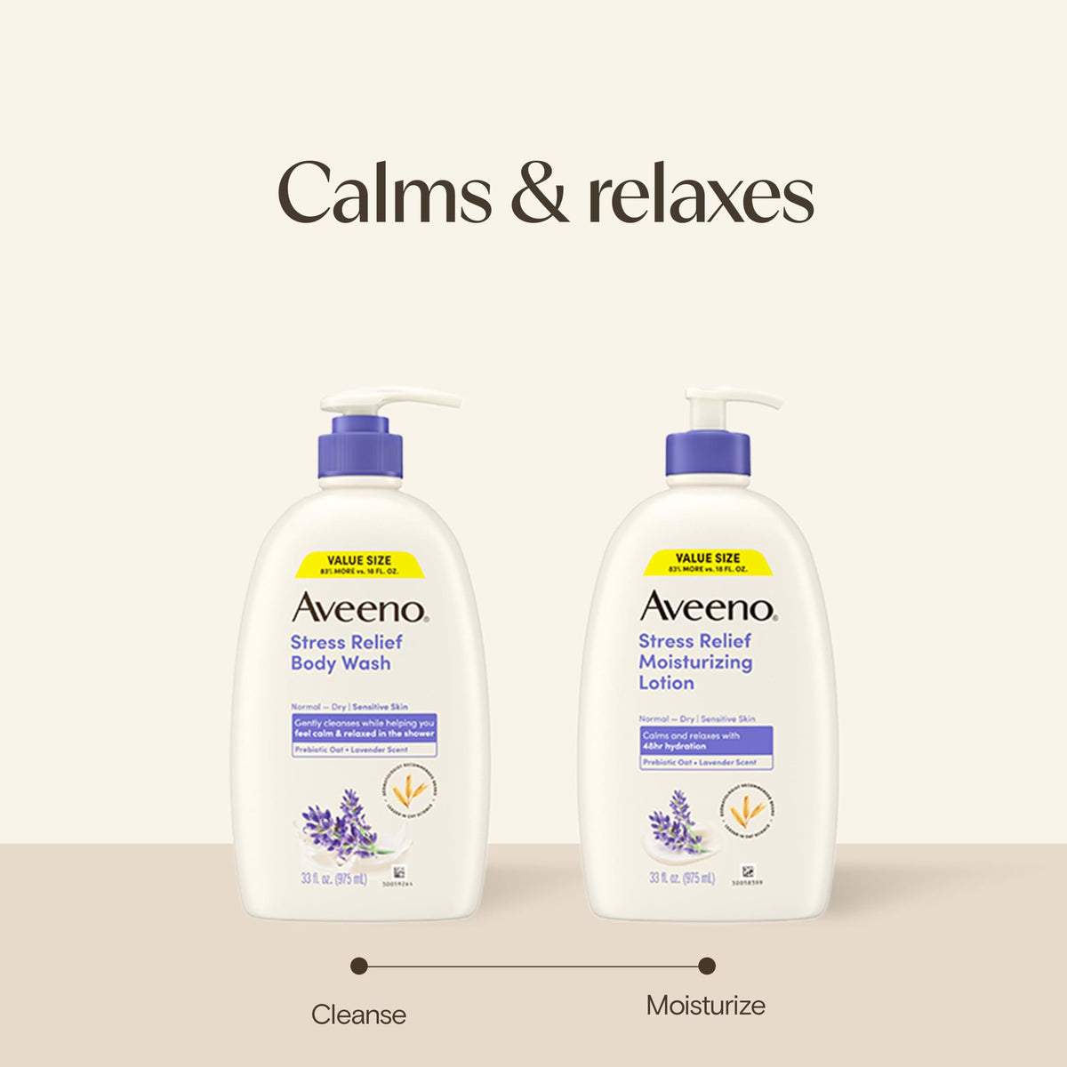 Aveeno Stress Relief Body Wash, Lavender Scent, 33 fl. oz