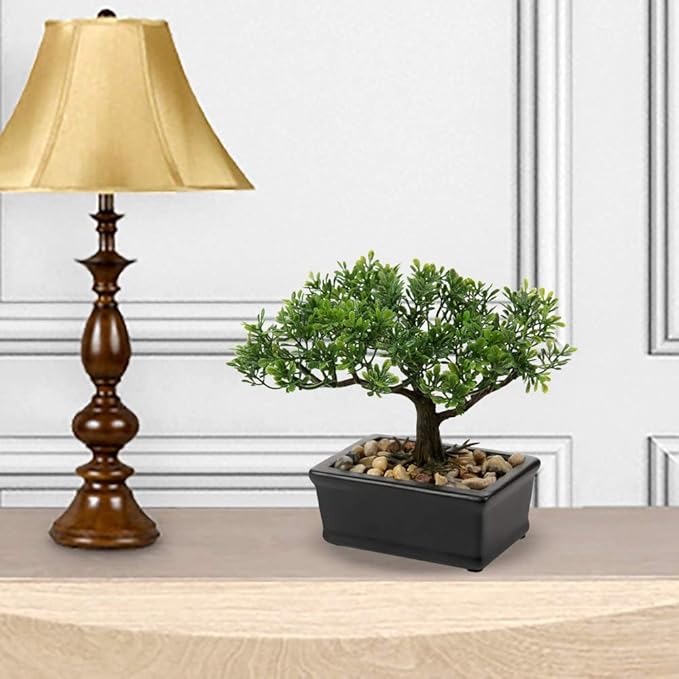 Artificial Bonsai Tree Juniper Faux Plants Indoor Small Fake Plants Decor with Ceramic Pots for Home Table Office Desk Bathroom Shelf Bedroom Living Room Farmhouse Decorations