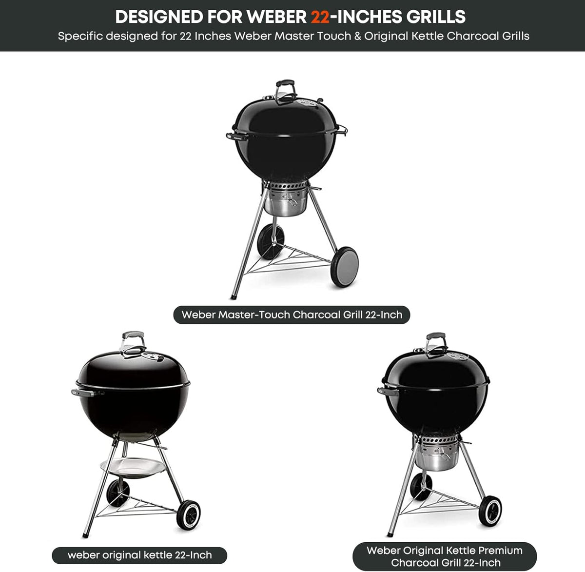 Stanbroil Grill Side Table for 22 Inch Weber Master-Touch & Original Kettle & Original Kettle Premium Charcoal Grills