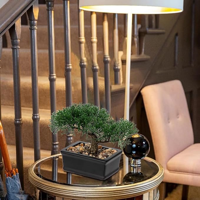 Artificial Bonsai Tree Juniper Faux Plants Indoor Fake Plants Decor with Ceramic Pots for Home Table Office Desk Bathroom Shelf Bedroom Living Room Farmhouse Decoration