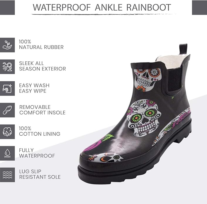 NORTY - Womens Ankle Rain Boots - Ladies Waterproof Winter Spring Garden Boot runs ½ size large