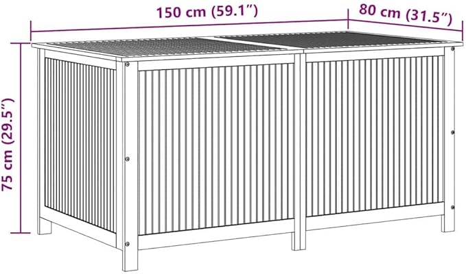 vidaXL Wooden Outdoor Storage Box with Gas-Lift Lid – Patio Deck Chest with Zippered Waterproof Bag for Garden Bench, Pool, Porch, Trunk, Cabinet, Teak Look – Brown, 59.1"x31.5"x29.5"