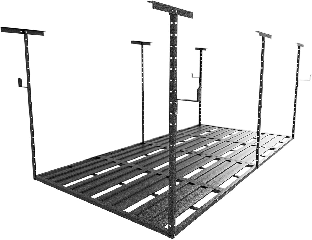 Heavy-Duty 4x8 Overhead Garage Storage Rack – Holds 20% More Weight, 800lbs Capacity, Adjustable Height, 4 Hooks Included for Extra Storage