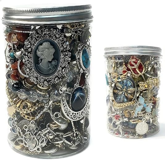 Mystery Jewelry Jar for Women, Gothic Witchy Jewelry Gift Set(Goth Boho Mixed Punk Everyday Necklaces,Earrings, Rings,Bracelets/Bangles),Unique Alternative Fashion Romantic Present for Her(Elegant Vintage Style - 25+Pcs)
