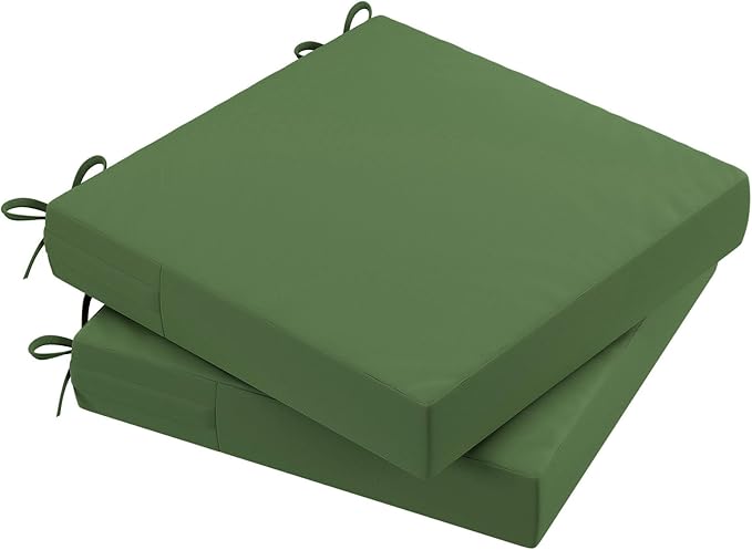AAAAAcessories Outdoor Seat Cushions for Chairs, Waterproof, Fade-Resistant Patio Furniture Replacement Cushions, 19" x 19" x 3", Set of 2, Dark Moss
