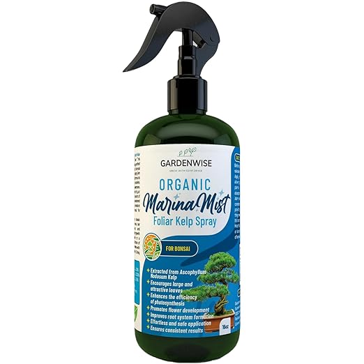 Organic Marina Mist Foliar Spray for All Live Indoor and Outdoor Bonsai Tree Plants | Micro Nutrients for Vital Bonsai Health | Gentle Formula | Liquid Plant Food | Quick Results (16 oz)