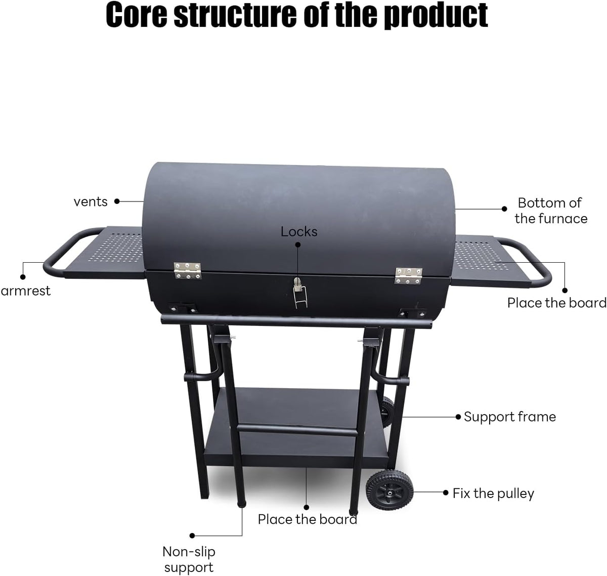 Charcoal Grill - Charcoal Barrel Grill with side shelf, Large Stainless Steel BBQ Grill suitable for outdoor camping,backyards, and patios (Extra Large)