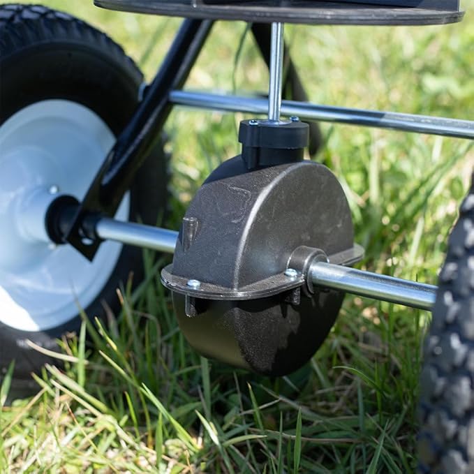 Titan Attachments 50 lb Professional Fertilizer Push Broadcast Spreader, Spreads 10 to 12 FT, Lawn Care and Ice Melter, Yard Tool