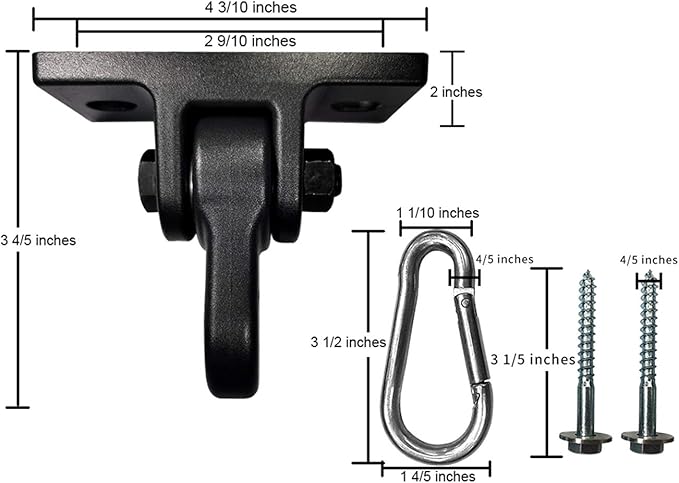 Heavy Duty Black Swing Hangers Screws Bolts Included Over 5000 lb Capacity Playground Porch Yoga Seat Trapeze Wooden Sets Indoor Outdoor 2 Pack