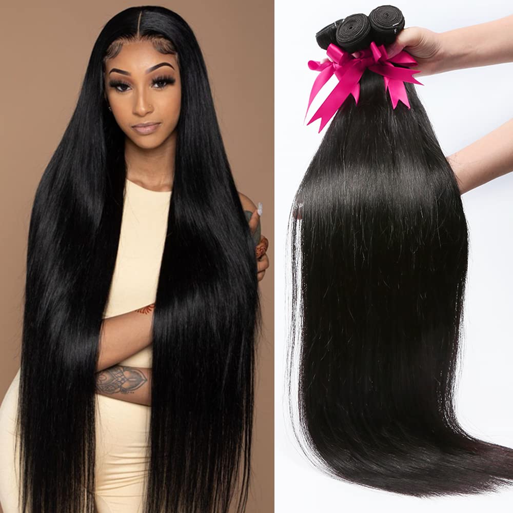 Yisea 12A Grade Brazilian Virgin Straight Hair 3 Bundles (20 22 24 Inches) Straight Human Hair Bundles 100% Unprocessed Straight
