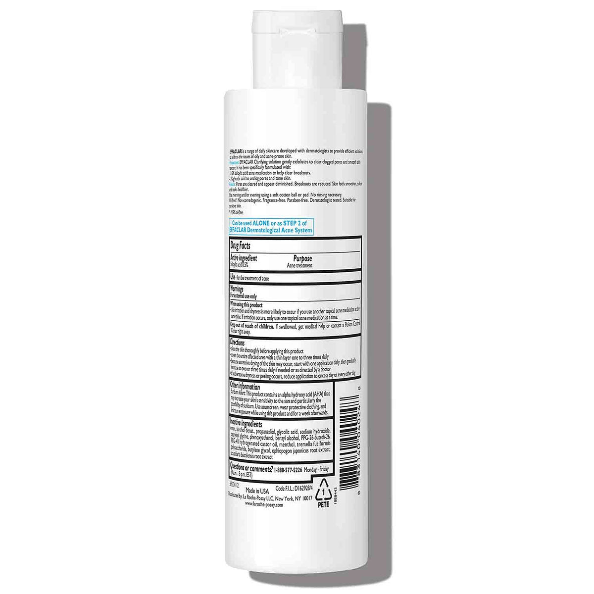 La Roche-Posay Effaclar Clarifying Solution Salicylic Acid Toner, 6.7oz