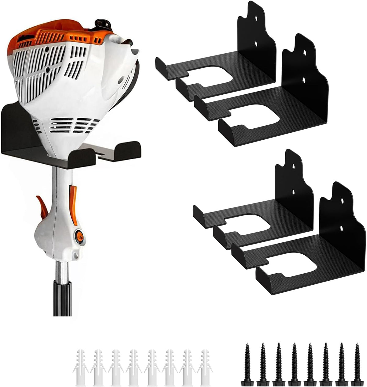 Garage Organizer Trimmer Rack, Garden Power Tool Hanger Weed Whackers Holder Wall Mounted for Grass Trimmer, Hedge Trimmer, Garage Trimmer, Garden Tools,4 Pack