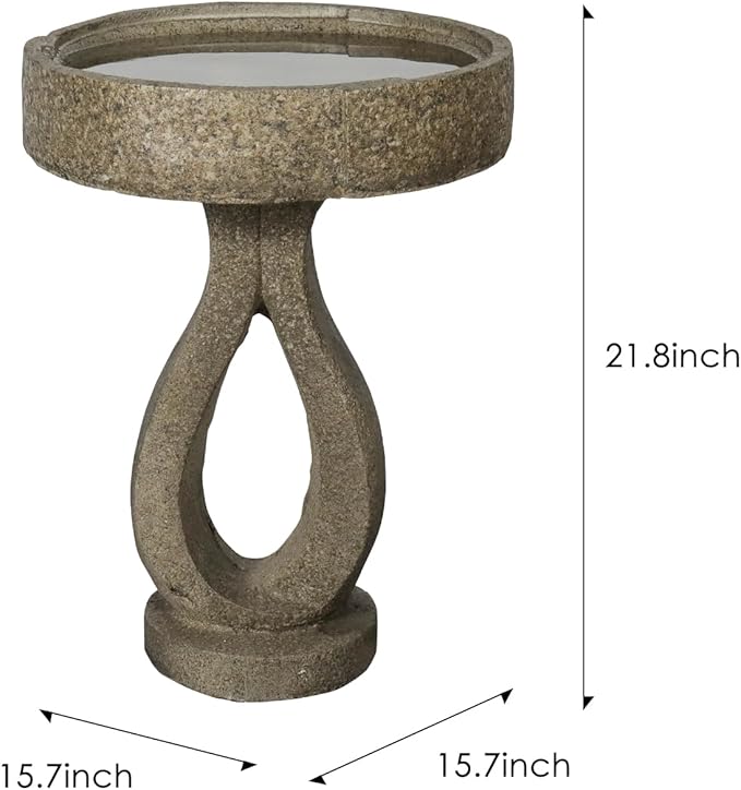 SKYFIRE 21.8”Birdbaths for The Garden Clearance -Concrete Modern Bird Bath for Outside, Yard Statue Decoration for Garden, Patio, Yard, Lawn -15.7”Dia X 21.8”H Contemporary Birdbath with Pedestal
