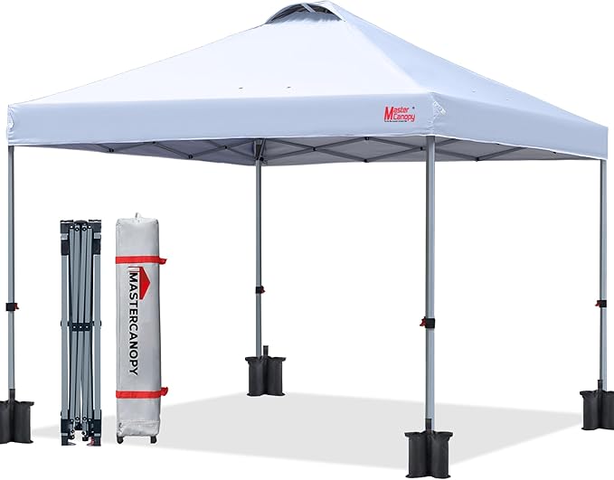 MASTERCANOPY Durable Pop-up Canopy Tent with Roller Bag (White)