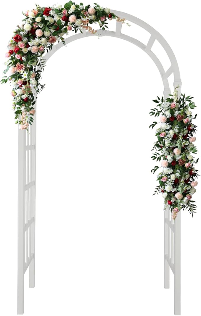 VINGLI Vinyl Garden Arbor, PVC Wedding Arch for Ceremony Party, Garden Trellis for Climbing Plants Outdoor, Arch Backdrop Stand for Garden, Backyard, Lawn