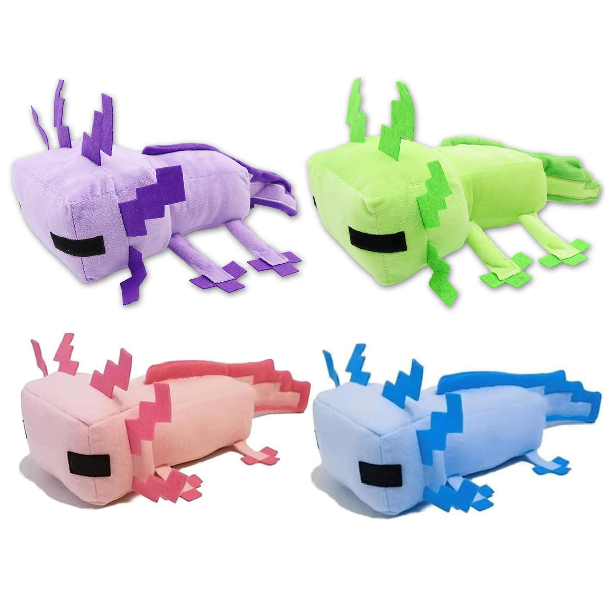 XSLWAN Blue Axolot Plush、Green Axolot Plush、 Pink Axolot Plush and Purple Axolot Plush Plush Stuffed Toy Soft Throw Pillow Kids Birthday Gift for Holidays, Birthdays（4PCS