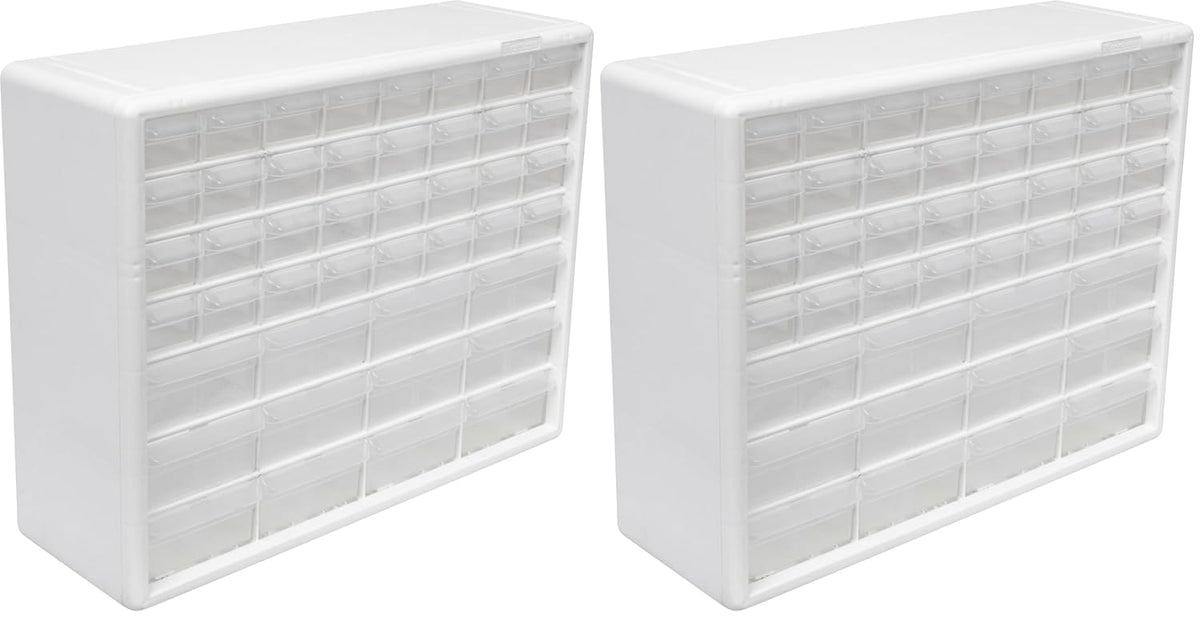 Akro-Mils 44-Drawer Plastic Drawer Storage Cabinet for Garage Organization, Bead Organizer, Building Bricks Storage, Teacher Toolbox, Makeup Organizer, 20-Inch W x 6-Inch D x 16-Inch H, 10144 White