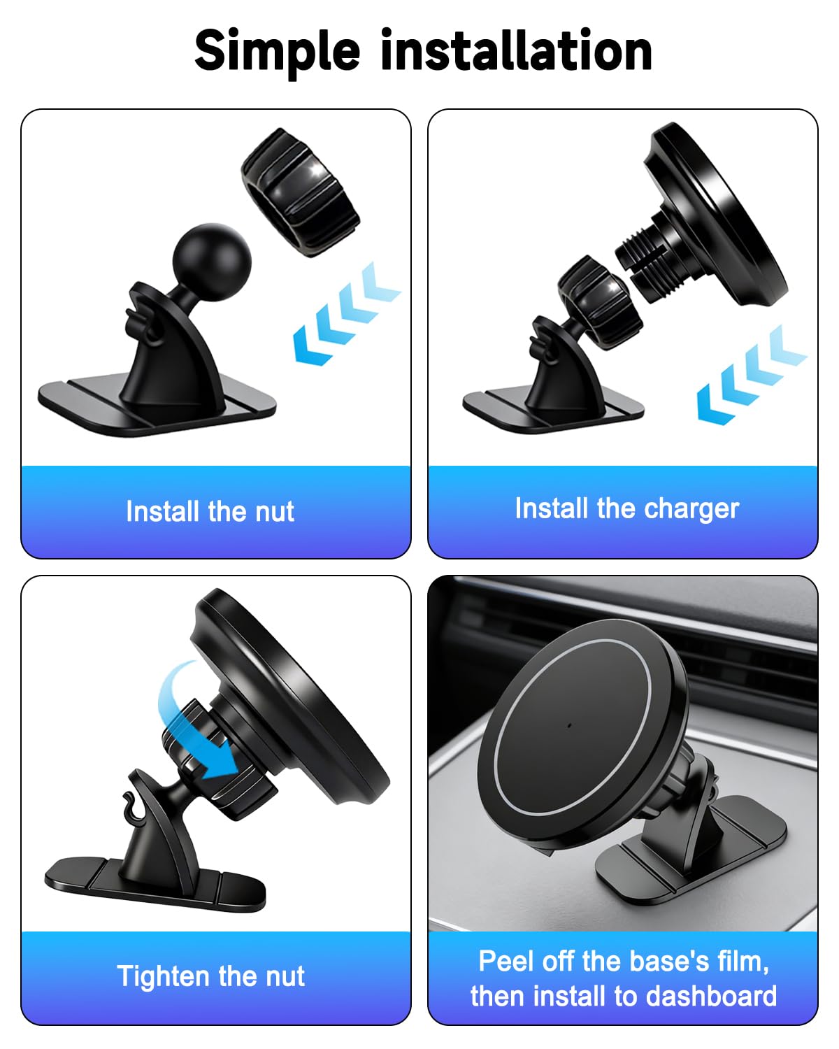 for MagSafe Car Mount Charger 15W Fast Magnetic Wireless Car Charger Holder