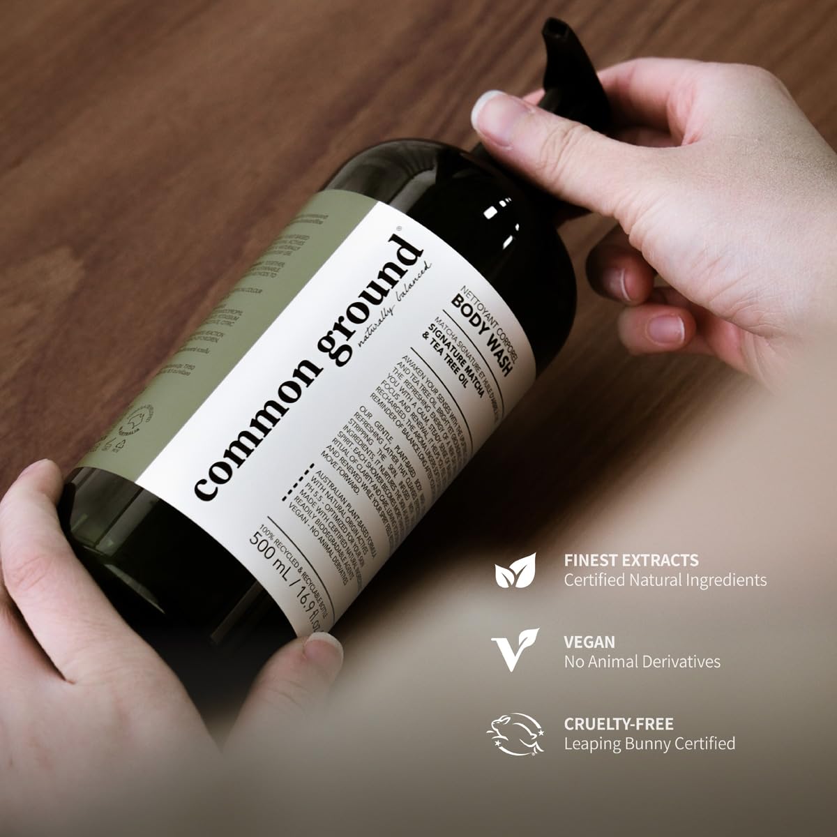 COMMON GROUND Natural Tea Tree Body Wash, Matcha Scent, Sensitive Skin