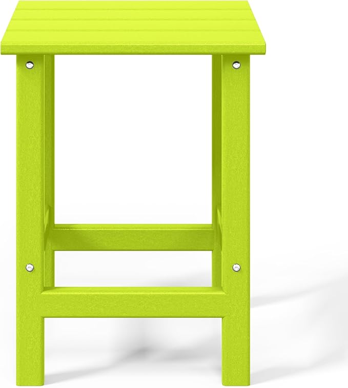 WO Home Furniture Adirondack Chairs Table Set of 3 PCS Outdoor Folding Chairs Side End Table Weather/UV Resistant for Lawn, Garden, Bon Fire, Balcony (Lime)