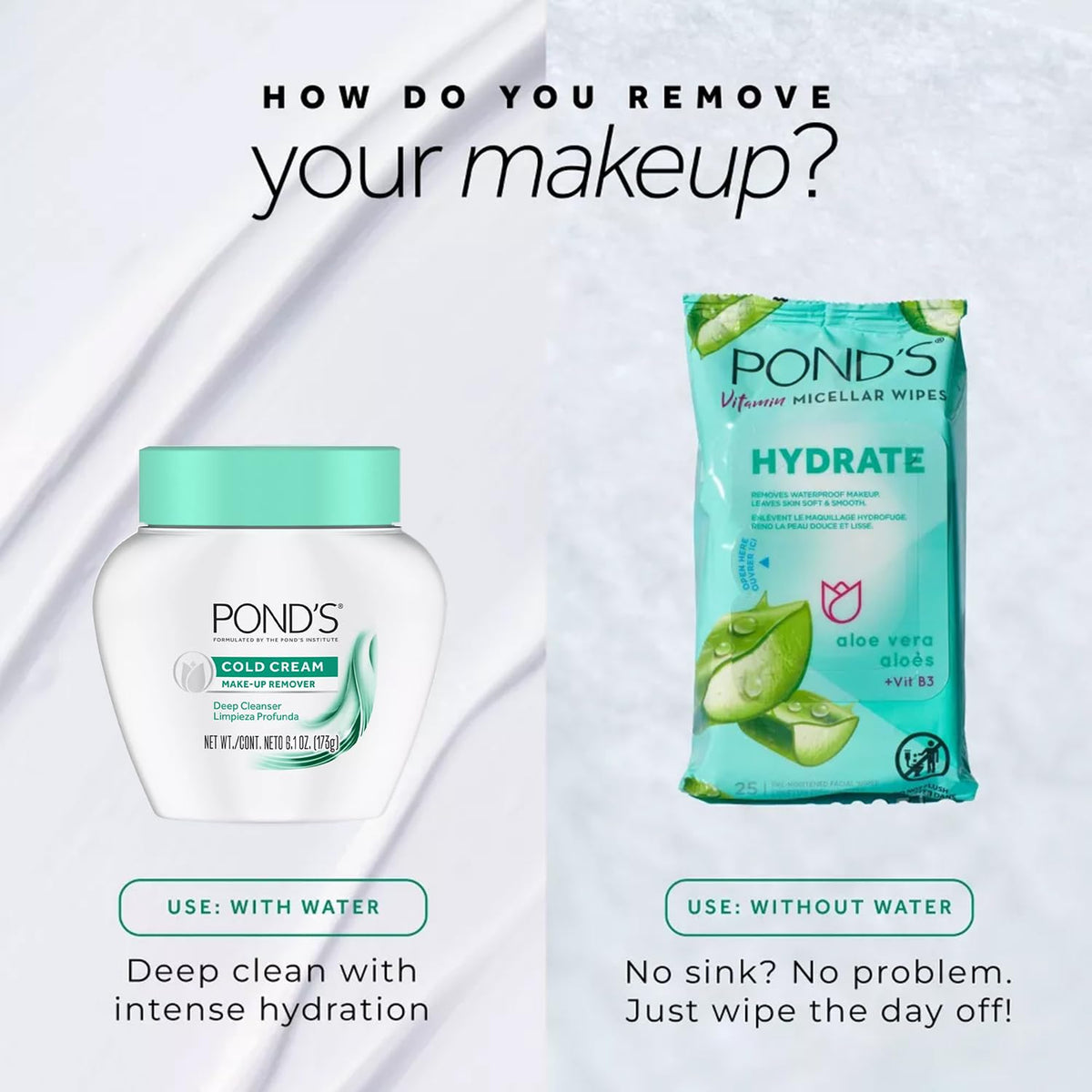 Pond’s Cold Cream Make-Up Remover, Deep Cleanser 2-Pack – Non-Comedogenic, Hypoallergenic, Dermatologist-Tested, 6.1 Oz Ea