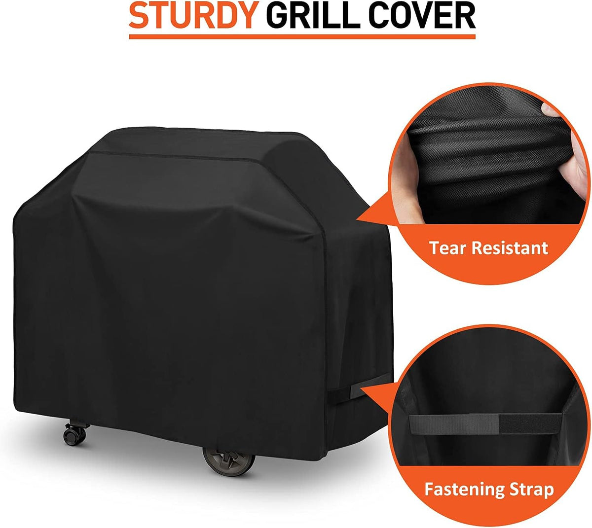 BBQ Grill Cover 55 inch, Waterproof Grill Cover for Outdoor Grill, Rip-Proof, Fade Resistant Barbecue Gas Grill Cover for Weber, Char Broil, Nexgrill etc., All Weather Resistant