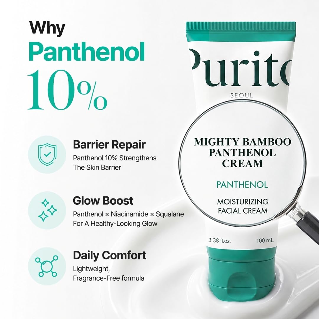 PURITO Panthenol 10% Barrier Cream for Sensitive Skin, 3.38 fl.oz