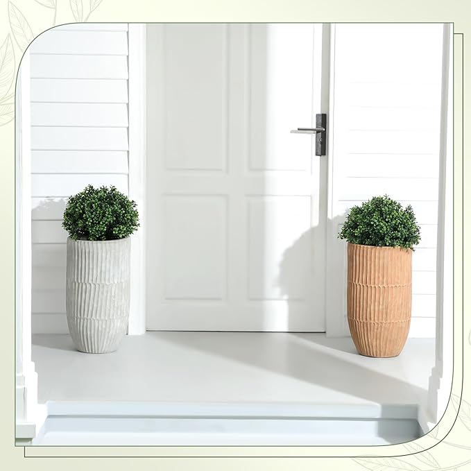 Yunlly 4 Pack 18" Artificial Boxwood Ball Bush Topiary Trees Fake Outdoor Plants, Realistic UV Resistance Faux Shrubs with Spike Greenery Topiary Potted for Front Porch Garden Yard Patio Indoor Decor