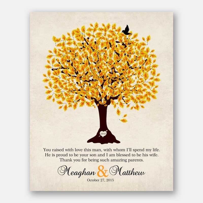 Lucky Tusk Mother of Groom Personalized Thank You Gift For Parents of Groom Family Wedding Poem Tree Gift For Mom and Dad #LT-1102,