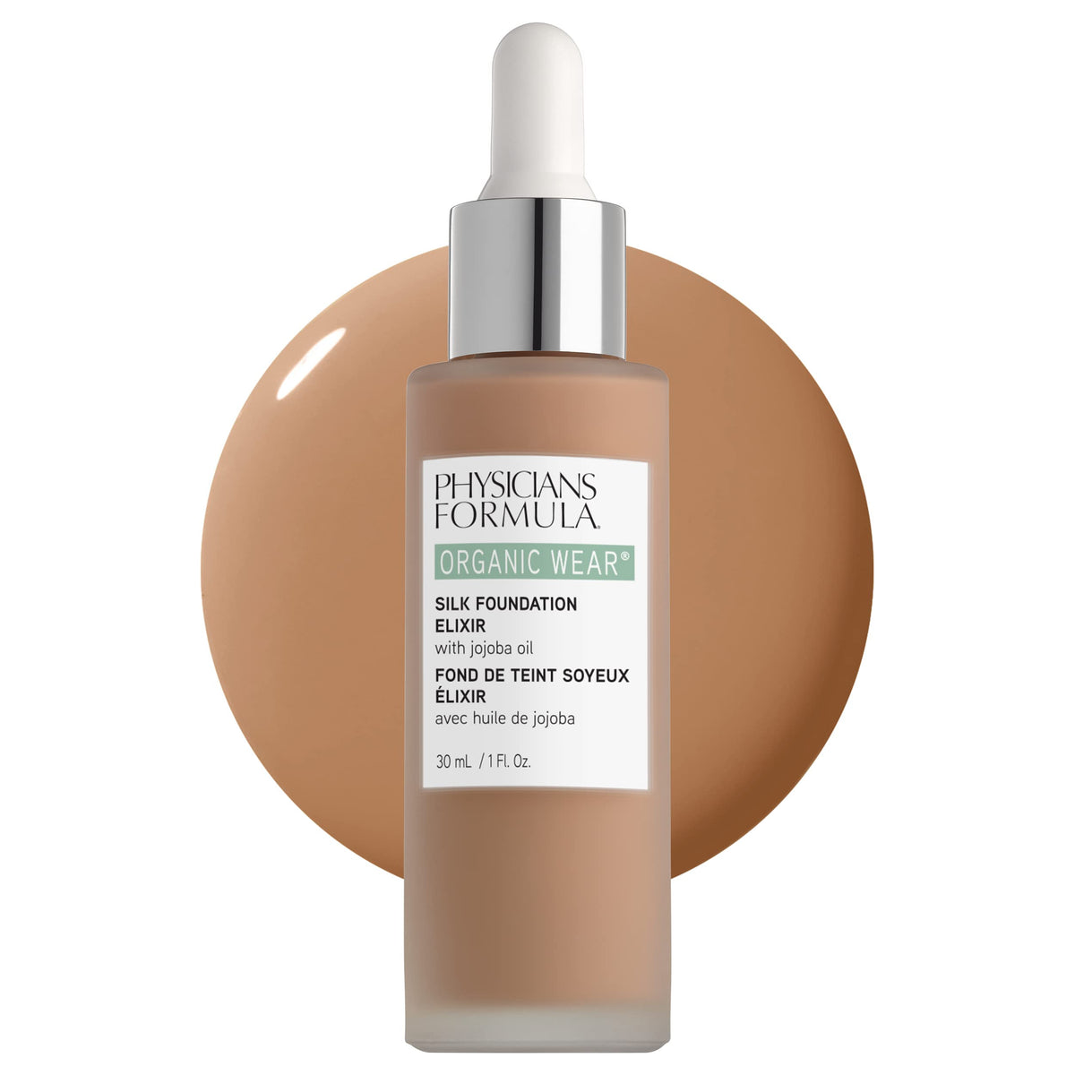 Physicians Formula Organic Wear All Natural Liquid Foundation Elixir Tan, Full Coverage | Dermatologist Tested, Clinicially Test