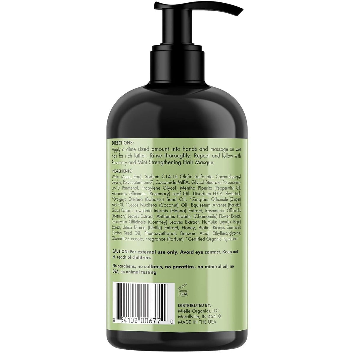 Mielle Organics Rosemary Mint Hair Strengthening Biotin Shampoo - Moisturizing Hair Shampoo for Women and Men to Gently Cleanse, Repair & Protect Strands (20 oz)