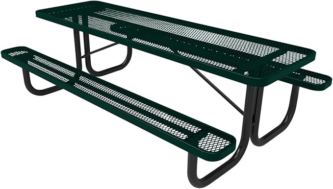 T8-DGRN Heavy Duty Rectangular Portable Picnic Table, 8 Ft, Dark Green, Made in America