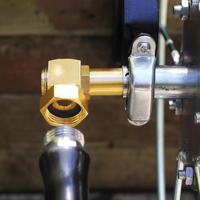 Garden Hose Reel Replacement Fitting,Brass 3/4"GHT Female to 1/2"NPT Male Swivel Elbow adapter (4.72 inches in length 1 piece)