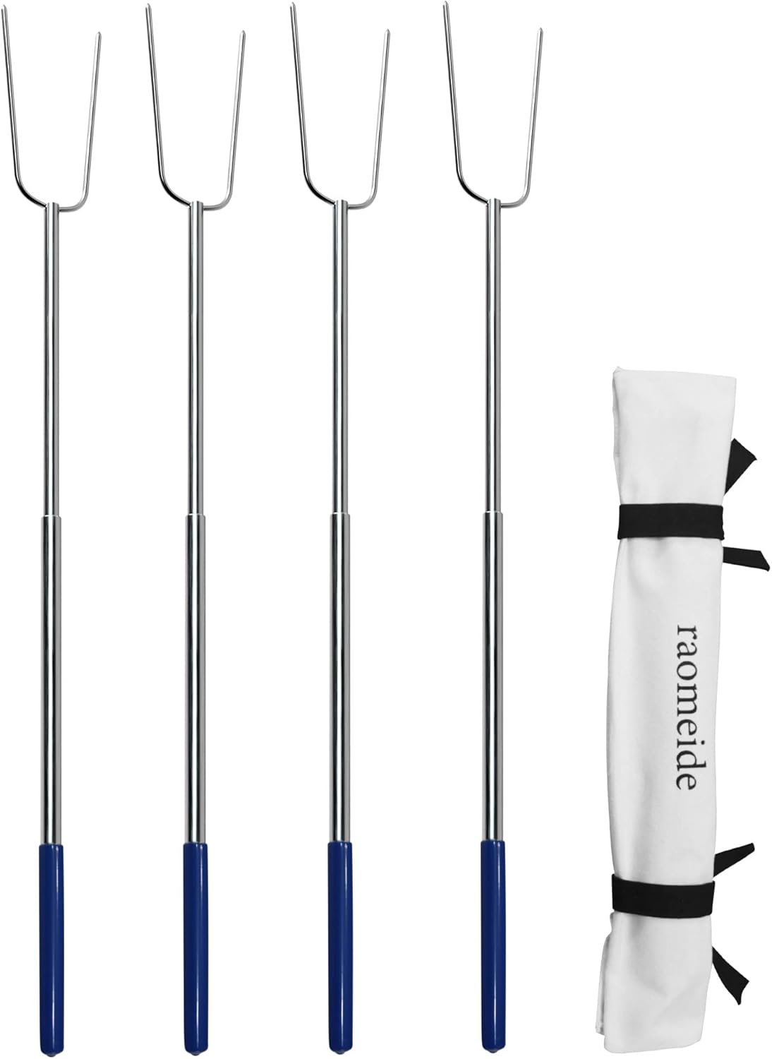 32" Heavy Duty Hot Dog Roasting Sticks for Campfire, Smores Sticks for Fire Pit Long, Marshmallows Skewers (4 Pack)